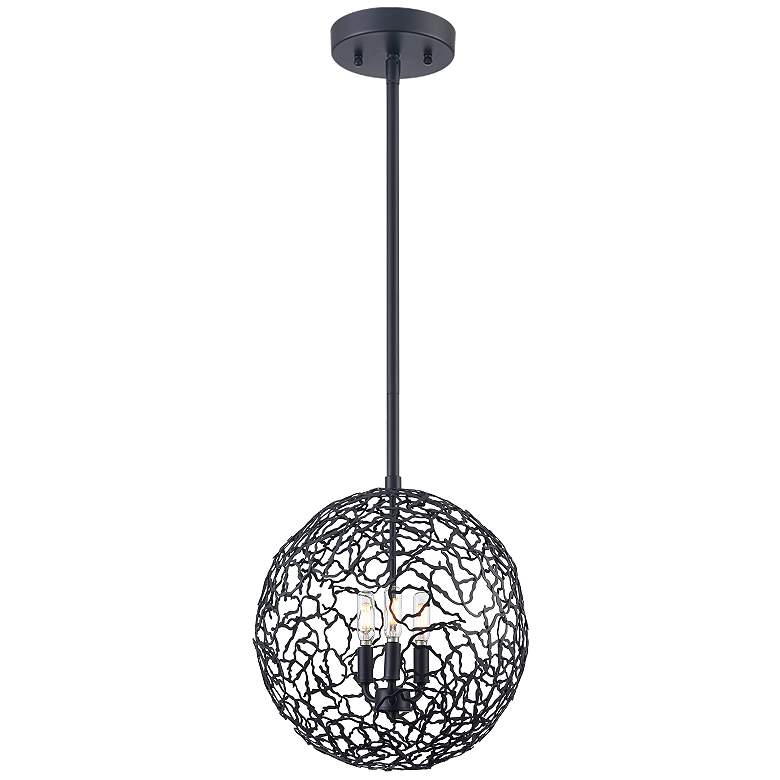 Image 1 Helios 1-Light 10 Inch Organic Matte Black Metal Globe Pendant