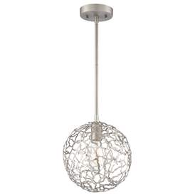 Image1 of Helios 1-Light 10 Inch Organic Satin Nickel Metal Globe Pendant
