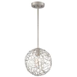 Helios 1-Light 10 Inch Organic Satin Nickel Metal Globe Pendant