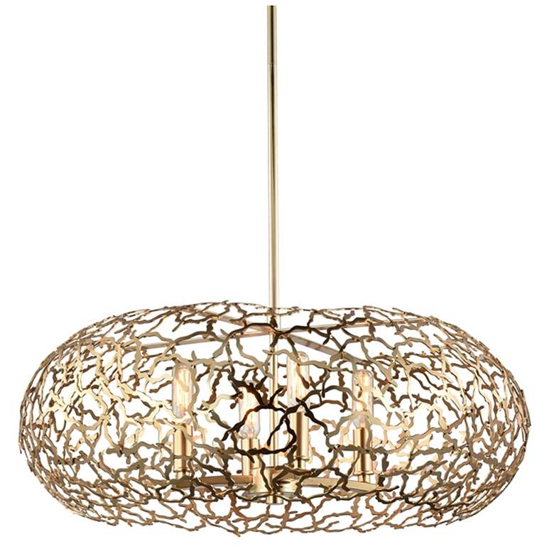 Image 1 Helios 22" Wide Matte Gold Metal 8-Light Oval Pendant