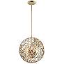 Helios 3-Light 14 Inch Organic Matte Gold Metal Globe Pendant