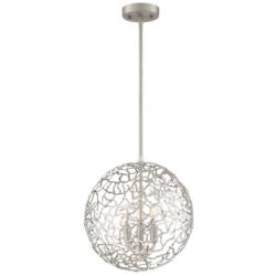 Helios 3-Light 14 Inch Organic Satin Nickel Metal Globe Pendant