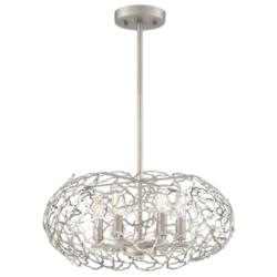Helios 6-Light 18 Inch Organic Satin Nickel Oval Shade Pendant Light