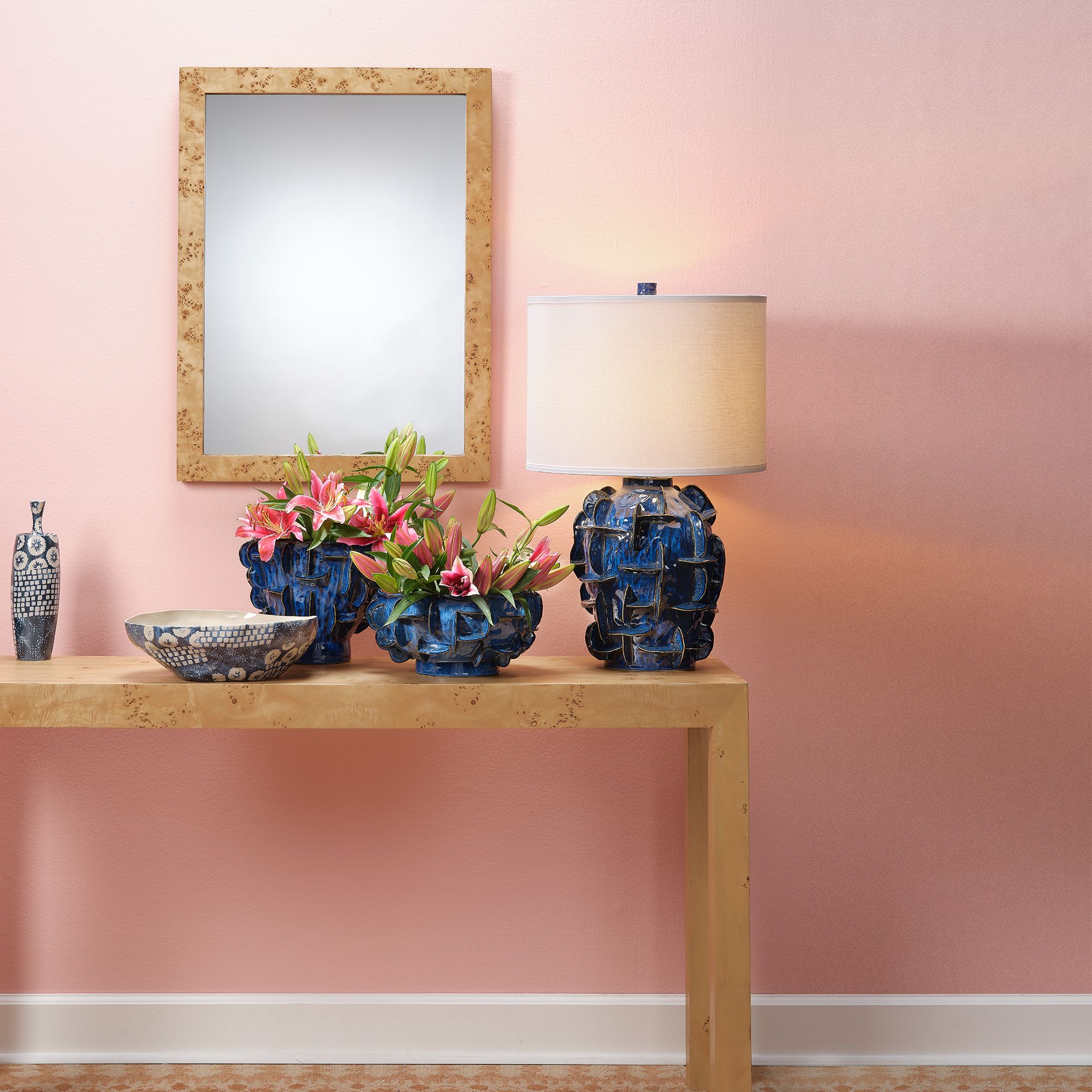 Image 5 Helios Ceramic Table Lamp, Blue more views