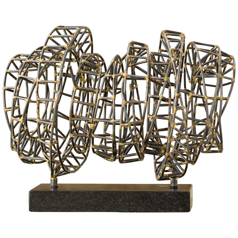 Image 1 Helix 12 inch Wide Iron and Brass Three-Dimensional Modern Sculpture