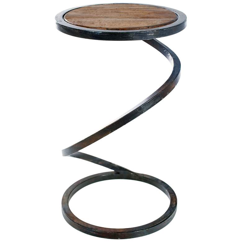 Image 1 Helix 12 inch Wood Top Spiral Base Accent Table