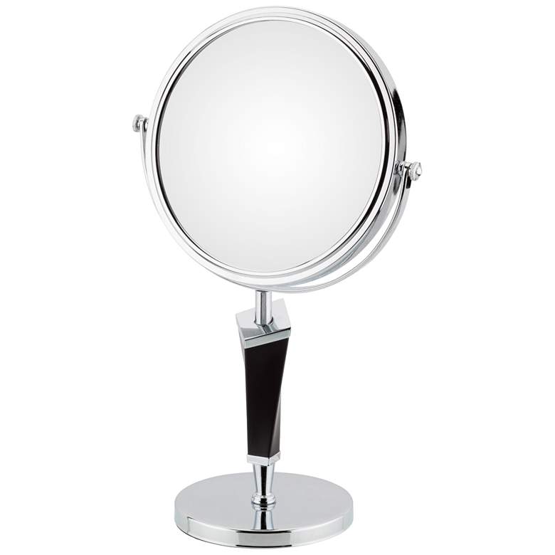 Image 1 Helix 13 1/4" High Chrome and Black 5X Magnified Makeup Mirror Stand