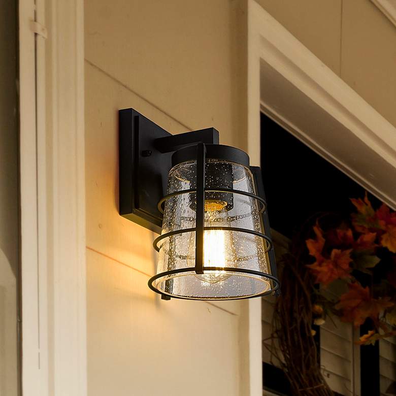Image 2 Helix 9 1/4" High Matte Black Outdoor Wall Light