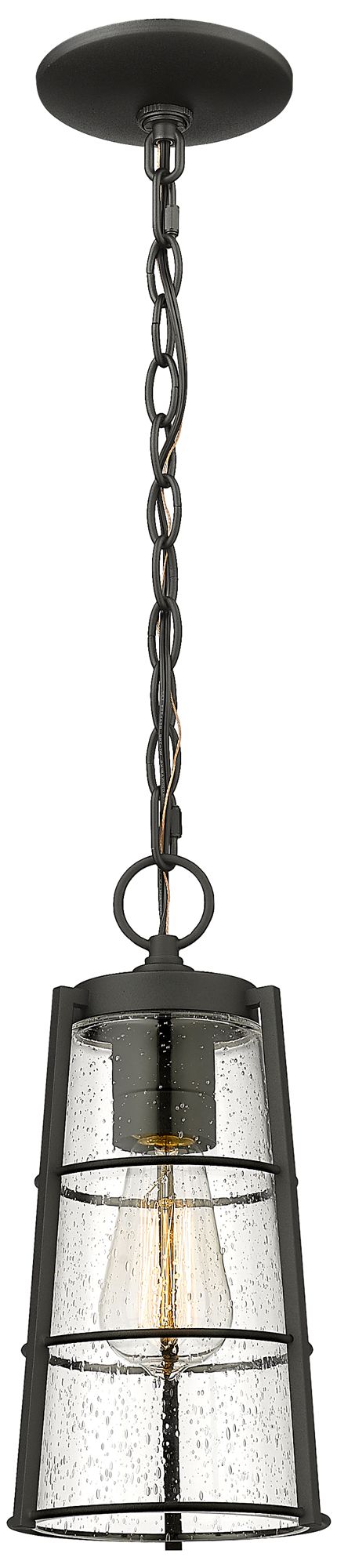 Helix by Z-Lite Black 6 inch 1 Light Outdoor Chain Mount Ceiling Fixture