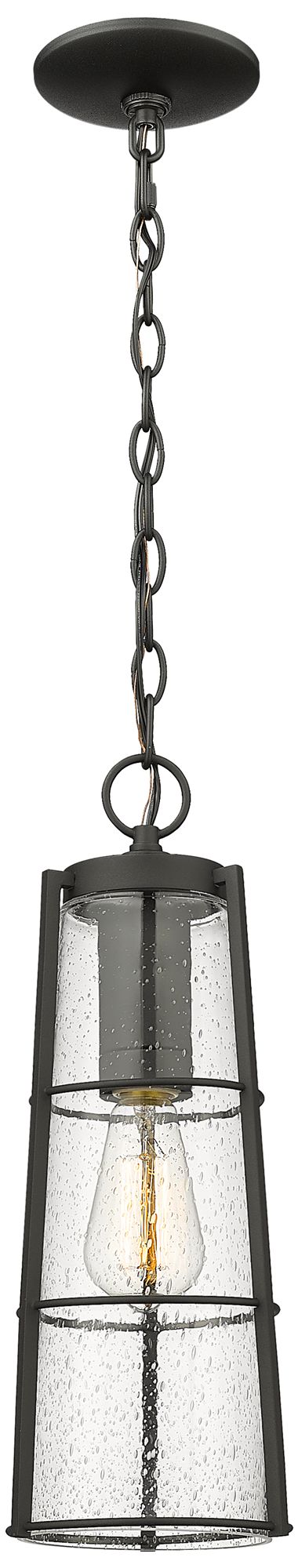 Helix by Z-Lite Black 6 inch 1 Light Outdoor Chain Mount Ceiling Fixture