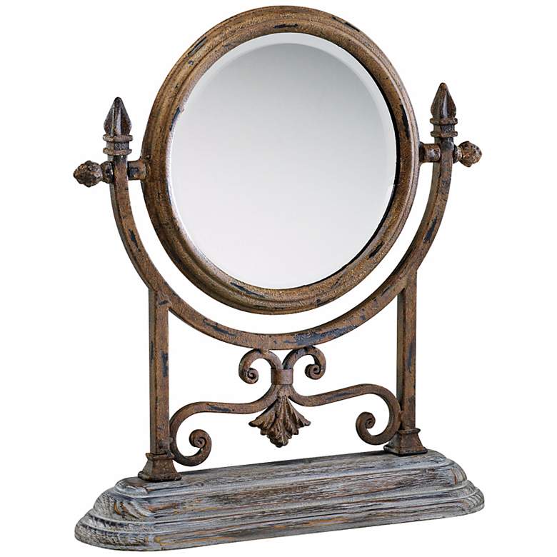 Image 1 Heller 17 inch High Distressed Bronze Stand Mirror