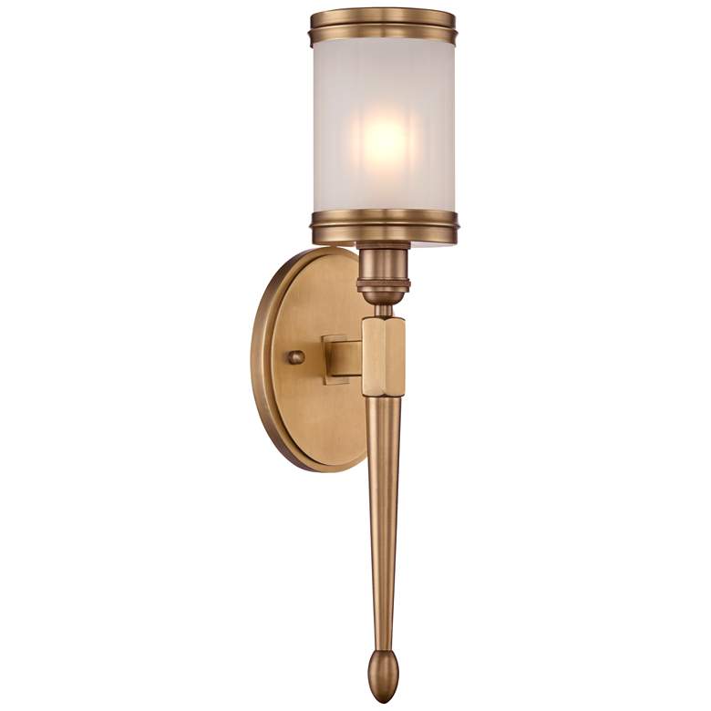 Image 1 Heller 19 inch High Frosted Glass Gold Wall Sconce