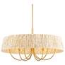 1_Hellia 36"W Legacy Brass 6-Light Chandelier w/ Natural Shade