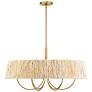 2_Hellia 36"W Legacy Brass 6-Light Chandelier w/ Natural Shade more views