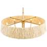 3_Hellia 36"W Legacy Brass 6-Light Chandelier w/ Natural Shade more views