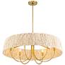 5_Hellia 36"W Legacy Brass 6-Light Chandelier w/ Natural Shade more views