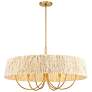 6_Hellia 36"W Legacy Brass 6-Light Chandelier w/ Natural Shade more views