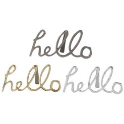 Hello 13&quot;W Gold Silver Metal Table Decorative Signs Set of 3