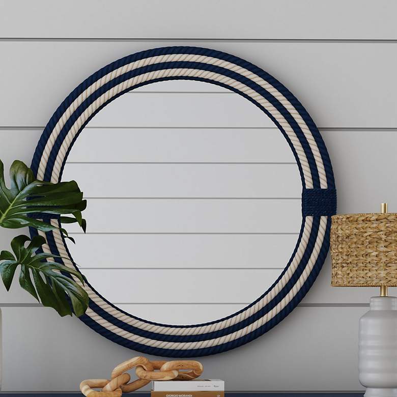 Image 1 Helm 42" x 42" White And Navy Wall Mirror