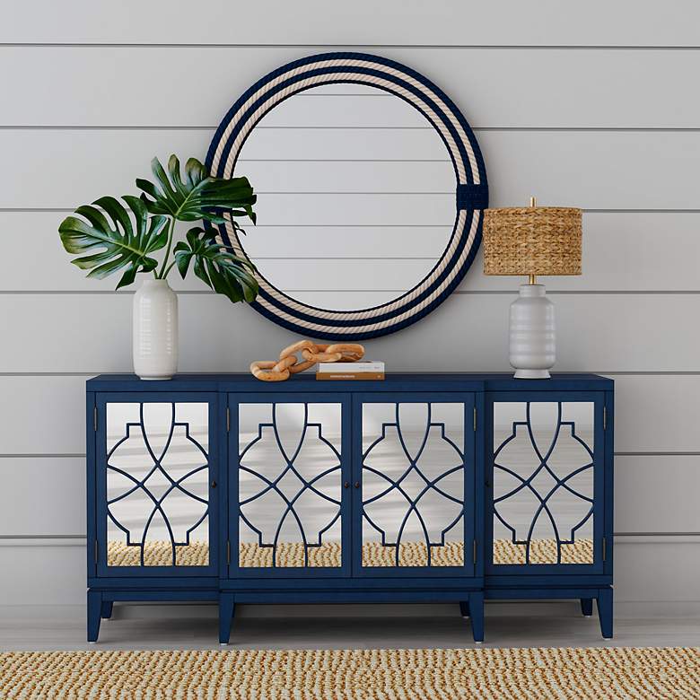 Image 5 Helm 42" x 42" White And Navy Wall Mirror more views