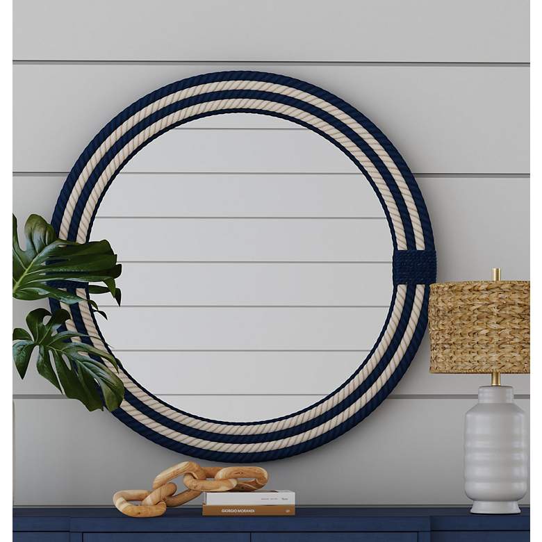 Image 6 Helm 42" x 42" White And Navy Wall Mirror more views