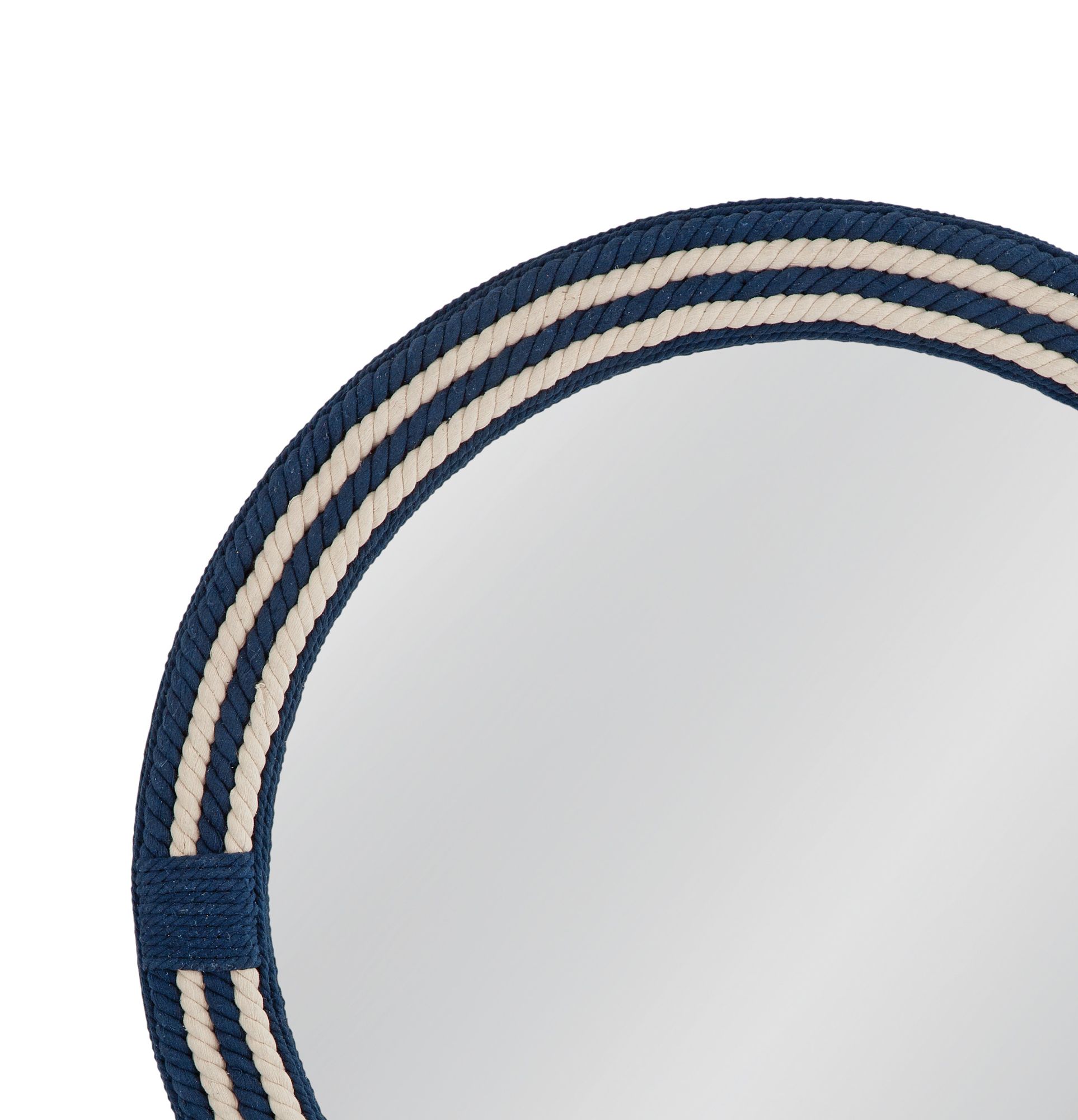 Helm Navy and White 42" x 42" Round Wall Mirror