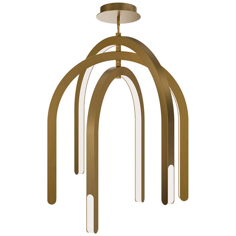 Image 2 Helmet 35.25"H x 30"W 3-Light Pendant in Aged Brass more views