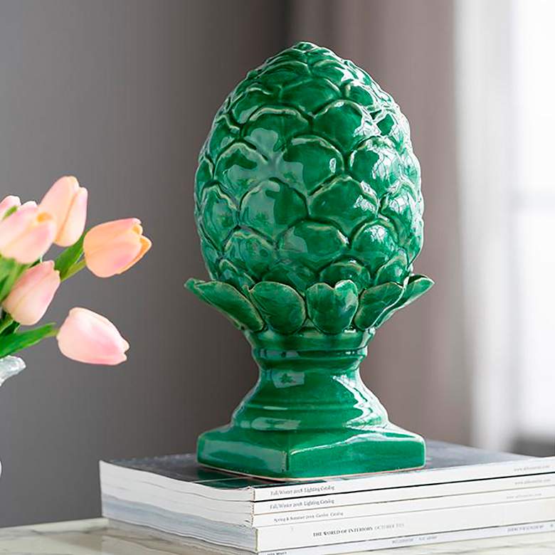 Image 1 Helsa 12.2" Blooming Artichoke Vintage Green Accent