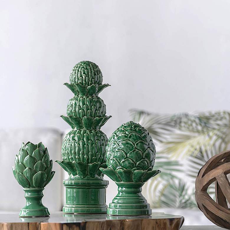 Image 6 Helsa 12.2" Blooming Artichoke Vintage Green Accent more views