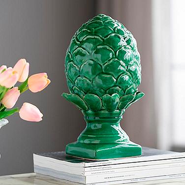 Helsa 12 1/4"H Green Blooming Artichoke Ceramic Sculpture