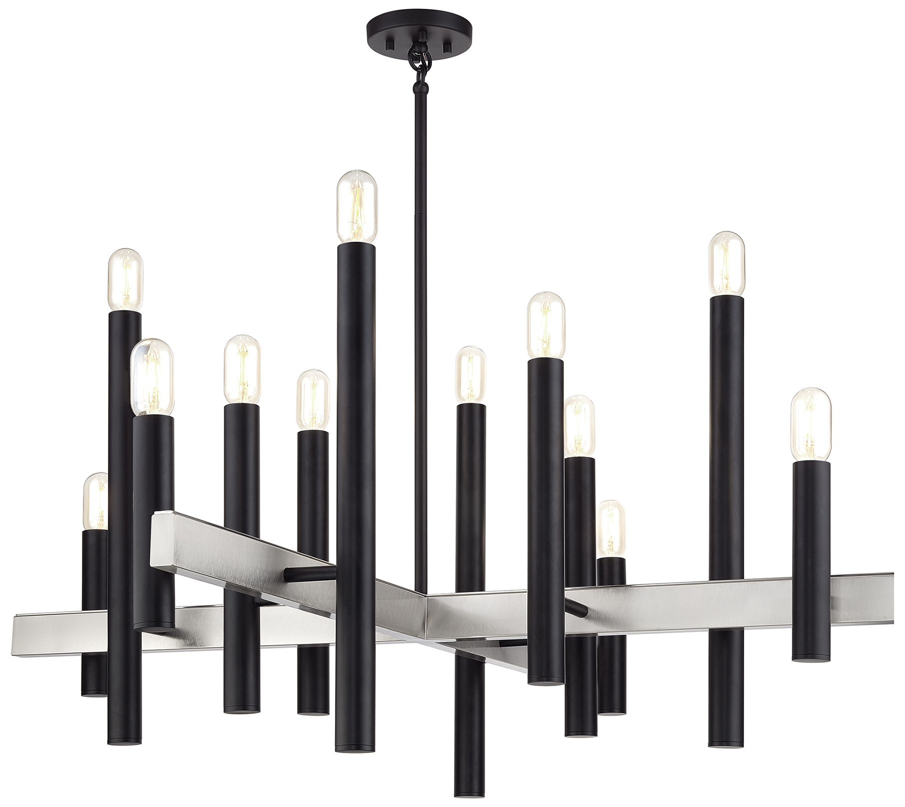 Image 2 Helsinki 12 Light Black Extra Large Chandelier with Brushed Nickel Accents more views