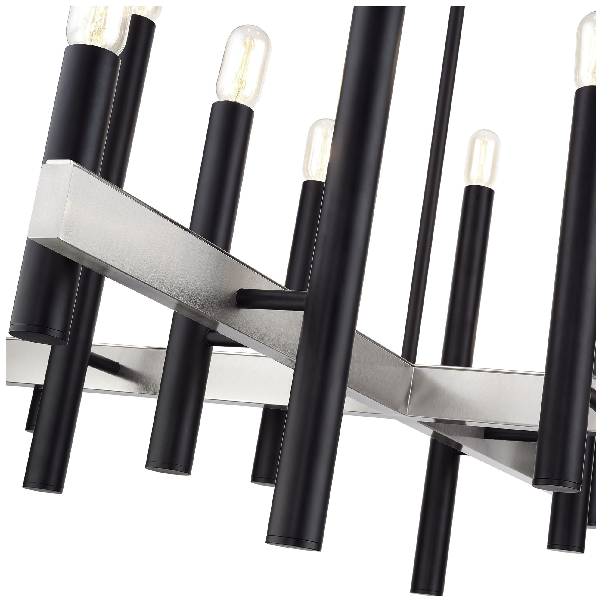 Image 4 Helsinki 12 Light Black Extra Large Chandelier with Brushed Nickel Accents more views