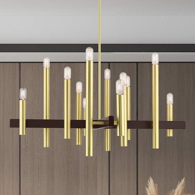 Image 1 Helsinki 12 Light Satin Brass Chandelier