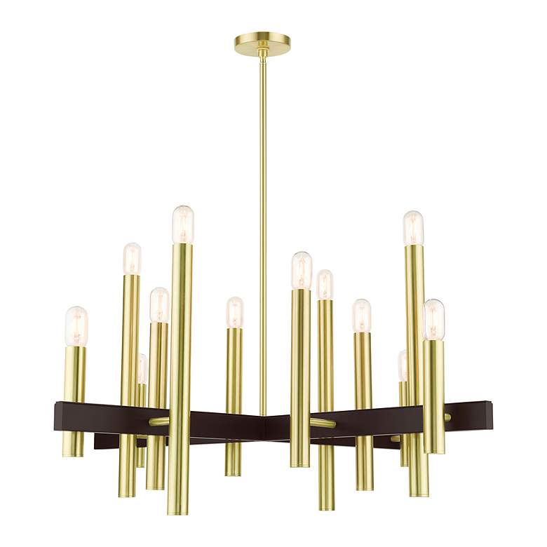 Image 6 Helsinki 12 Light Satin Brass Chandelier more views
