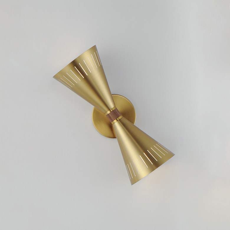 Image 2 Helsinki 14 1/4" High Natural Aged Brass 2-Light Wall Sconce more views