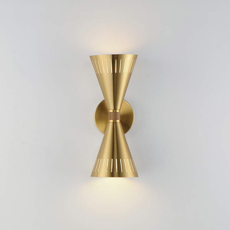 Image 3 Helsinki 14 1/4" High Natural Aged Brass 2-Light Wall Sconce more views