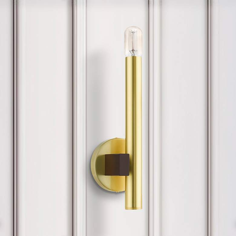 Image 2 Helsinki 14" High Satin Brass Metal Wall Sconce