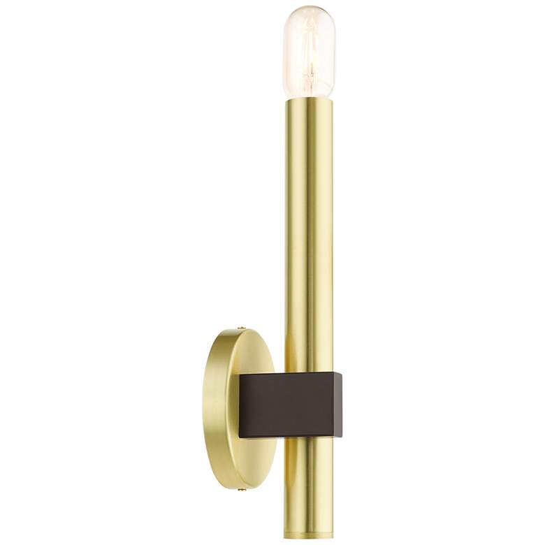 Image 5 Helsinki 14" High Satin Brass Metal Wall Sconce more views