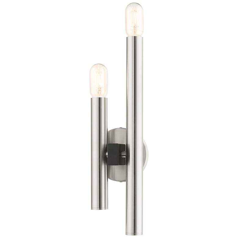 Image 3 Helsinki 18 inch High Brushed Nickel Metal 2-Light Wall Sconce