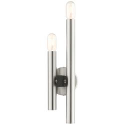 Helsinki 18&quot; High Brushed Nickel Metal 2-Light Wall Sconce