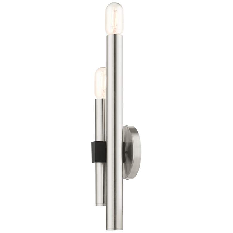 Image 5 Helsinki 18 inch High Brushed Nickel Metal 2-Light Wall Sconce more views