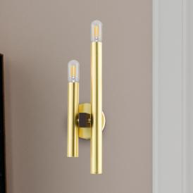 Helsinki 18" High Satin Brass Metal 2-Light Wall Sconce Helsinki 18" High Satin Brass Metal 2-Light Wall Sconce