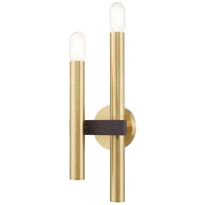 Image 1 Helsinki 2 Light Satin Brass and Bronze Wall Sconce