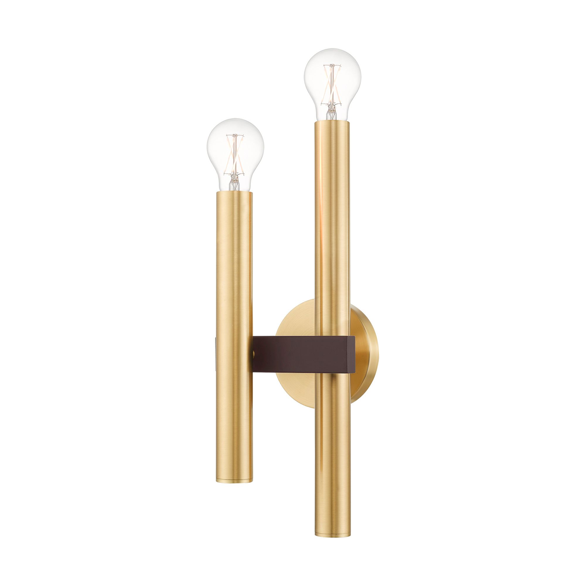 Helsinki 2 Light Satin Brass and Bronze Wall Sconce