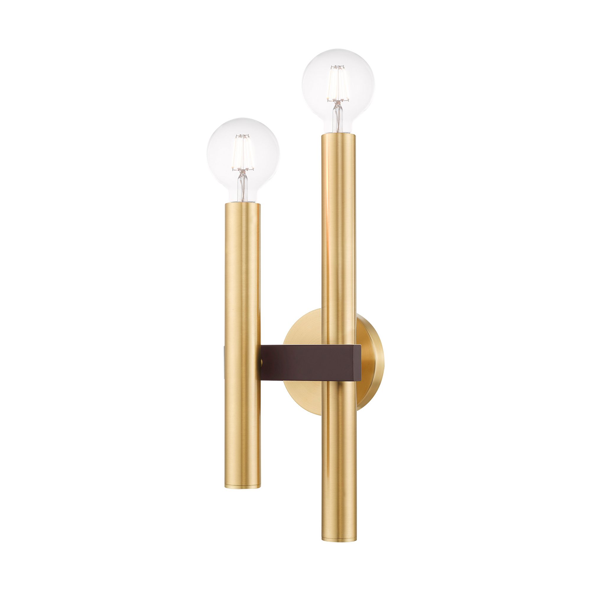Helsinki 2 Light Satin Brass and Bronze Wall Sconce
