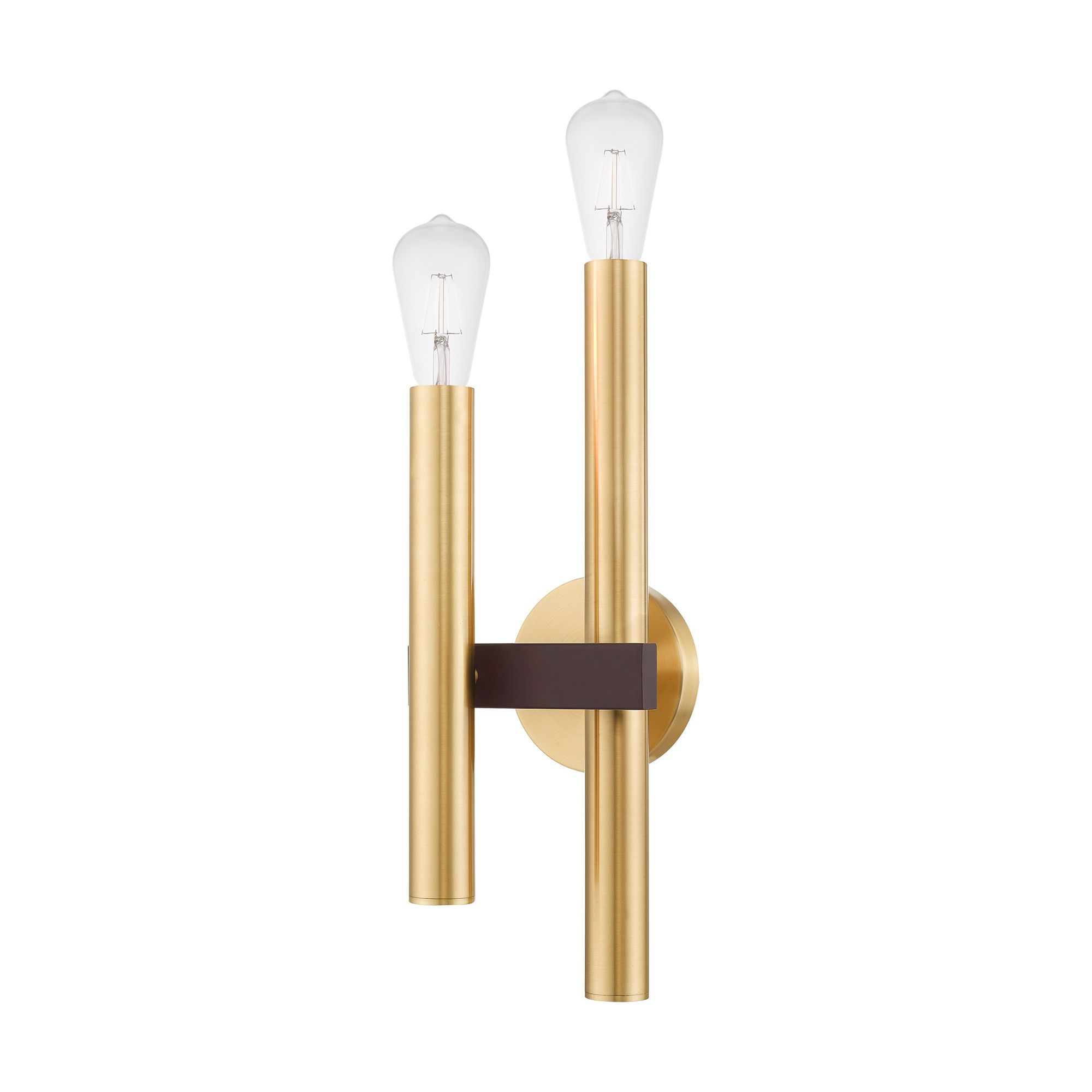 Helsinki 2 Light Satin Brass and Bronze Wall Sconce