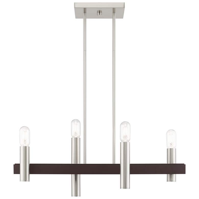 Image 1 Helsinki 4 Light Brushed Nickel and Bronze Linear Chandelier