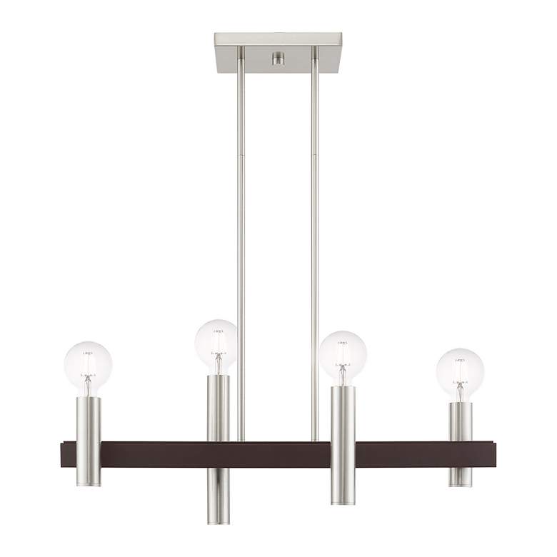 Image 7 Helsinki 4 Light Brushed Nickel and Bronze Linear Chandelier more views