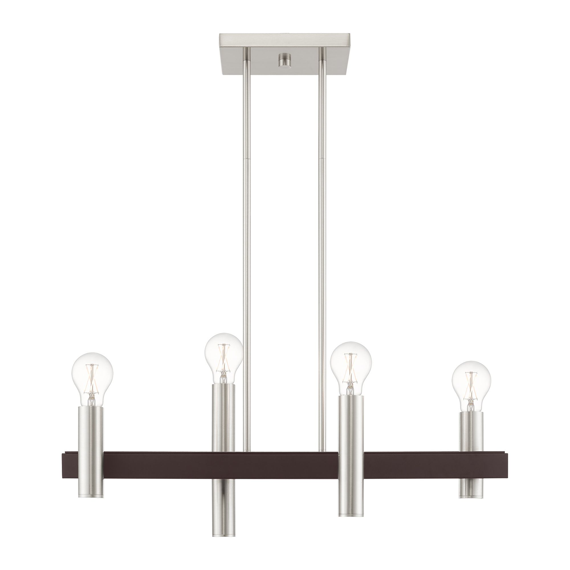 Helsinki 4 Light Brushed Nickel and Bronze Linear Chandelier