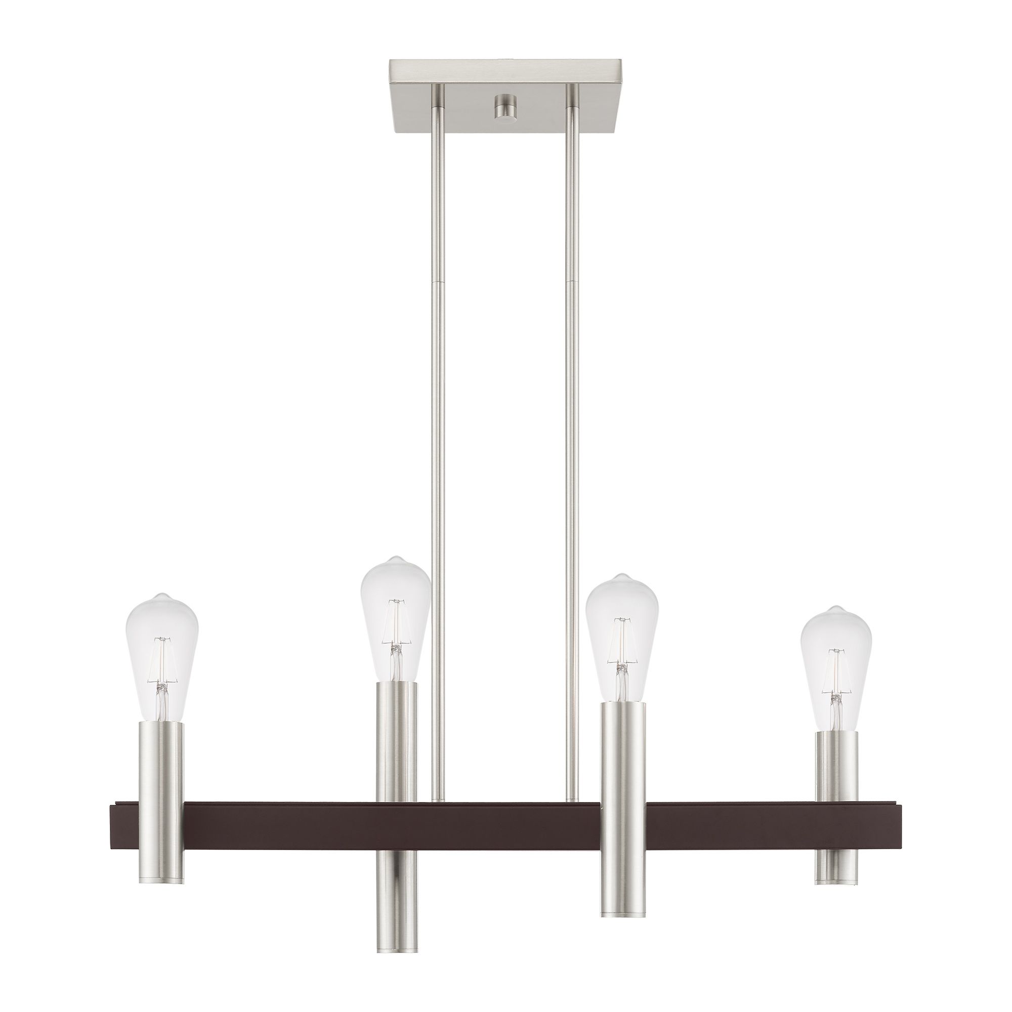 Helsinki 4 Light Brushed Nickel and Bronze Linear Chandelier
